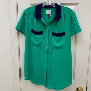 Anthropologie Green Top Size 2